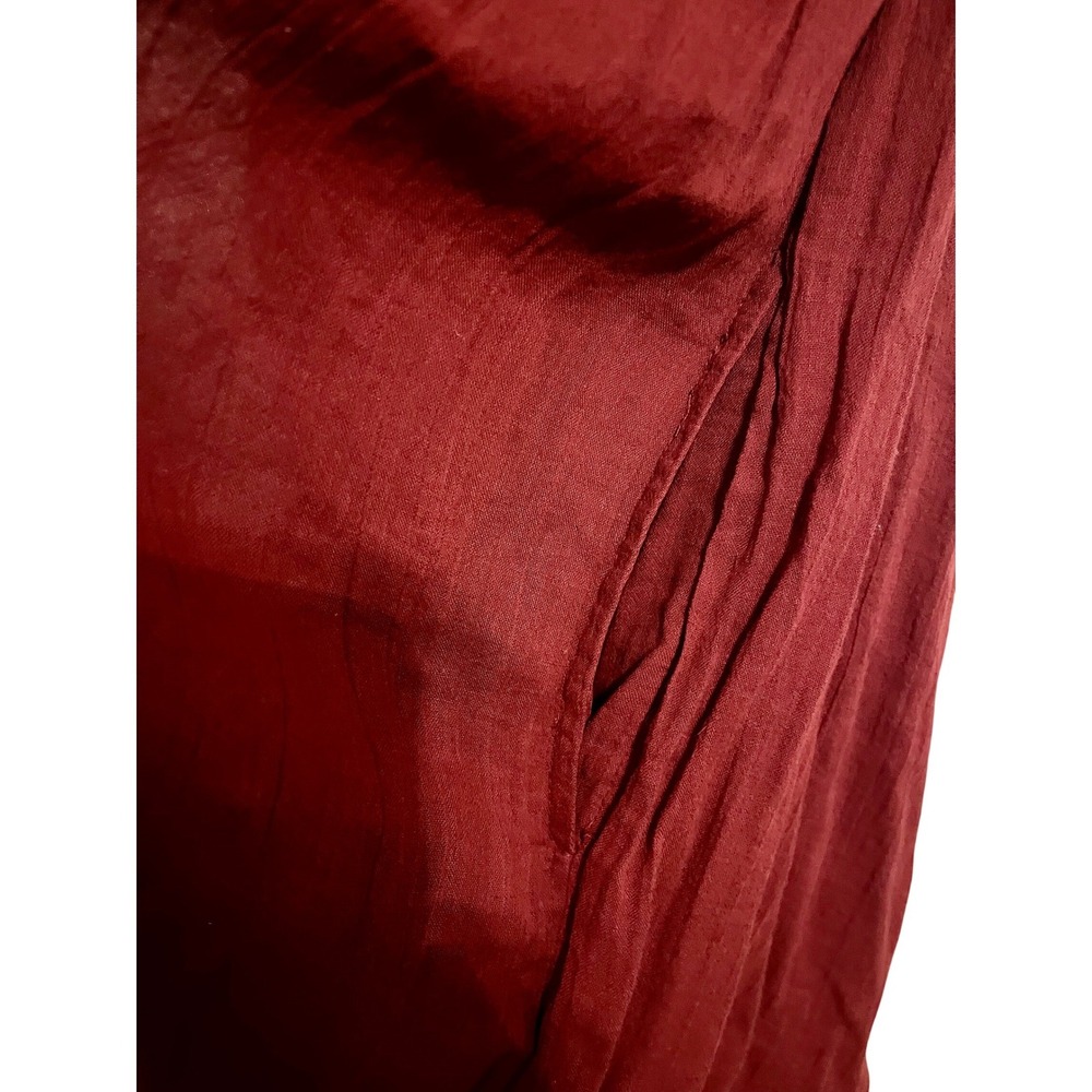 Free People Wine Red Babydoll Mini Dress Puff Sleeve Open Back L NWT 100% Cotton - Picture 4 of 10
